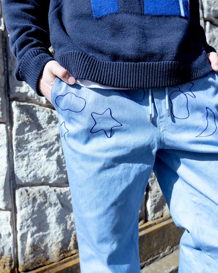 【SHOTAHIYAMA】embroidery denim wide pants
