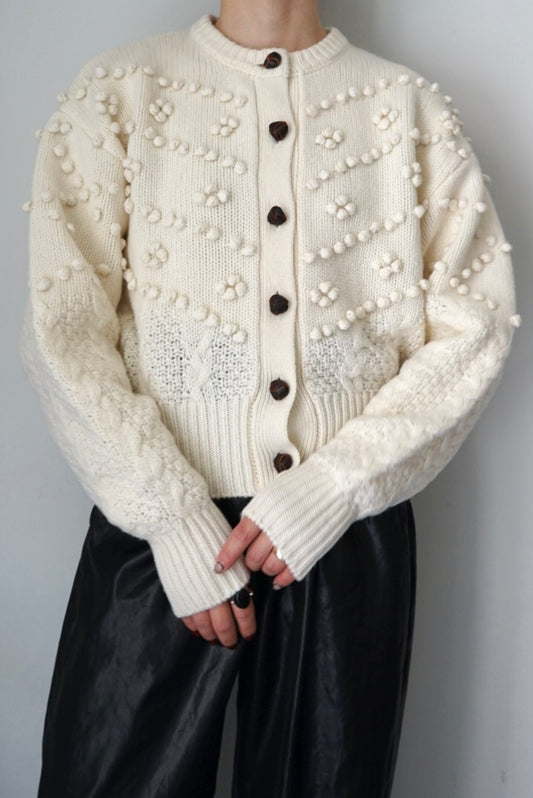 【NOHRA】Popcorn knit cardigan