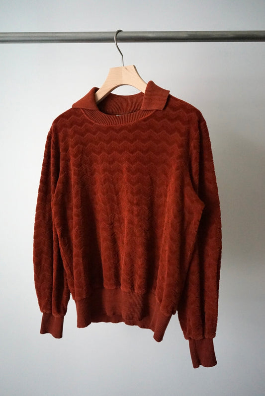 Velvet sweat pullover with collar