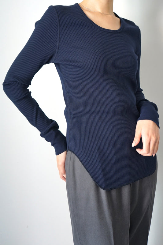 【HAKUJI】Organic cotton LS PO -navy-