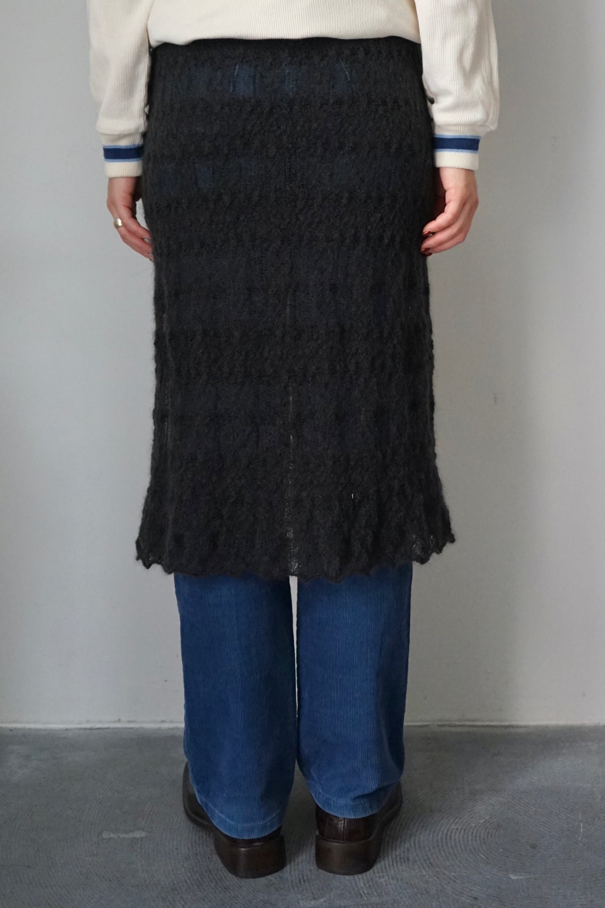 【EUCHRONIA】2way Shirring Mohair Skirt -charcoal-