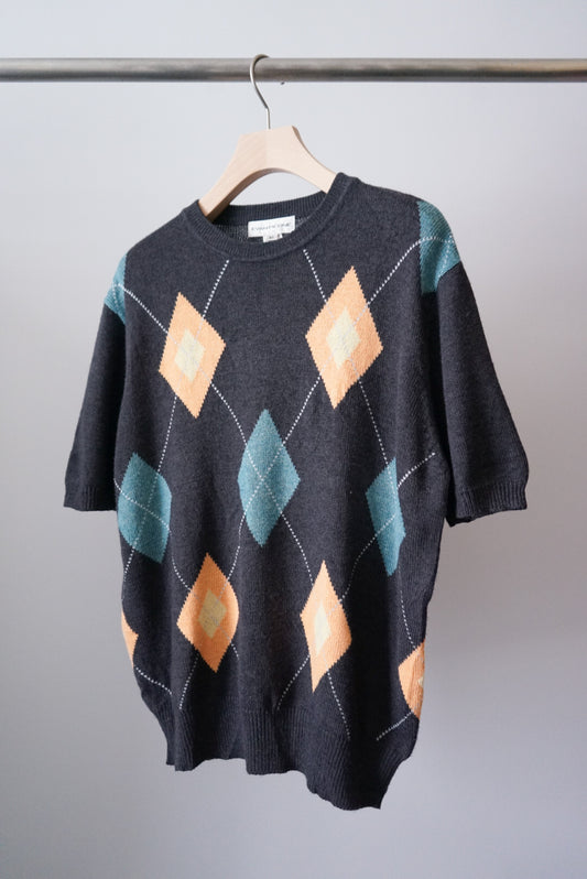 Argyle half sleeve knit