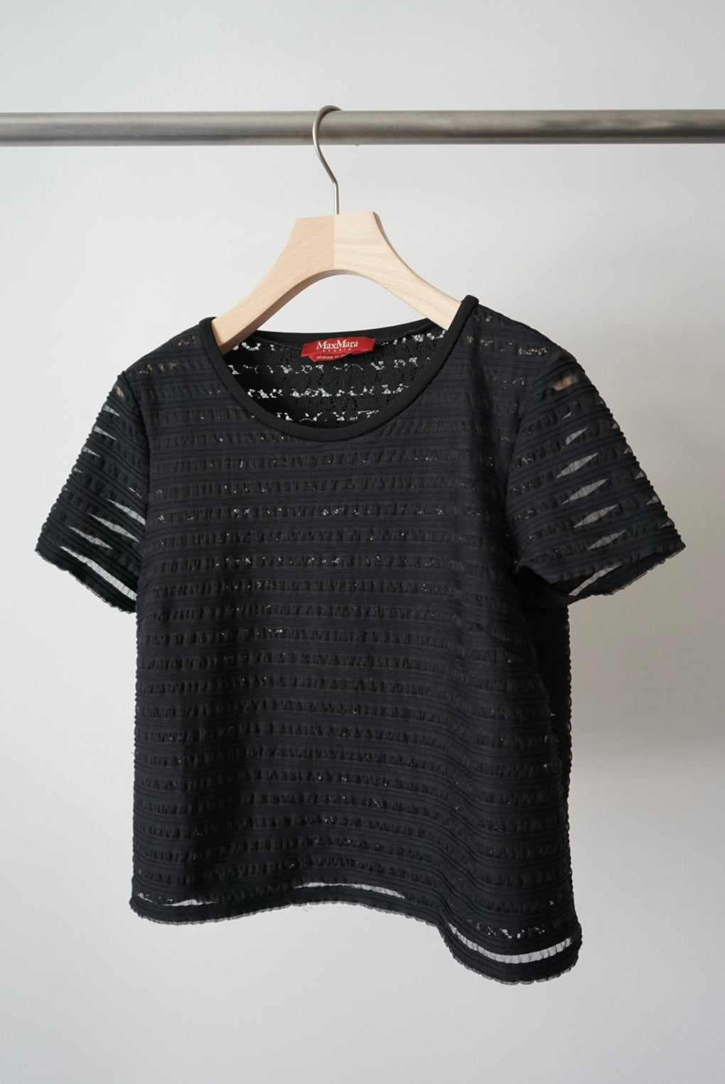 Sheer lace mix tee made in Italy