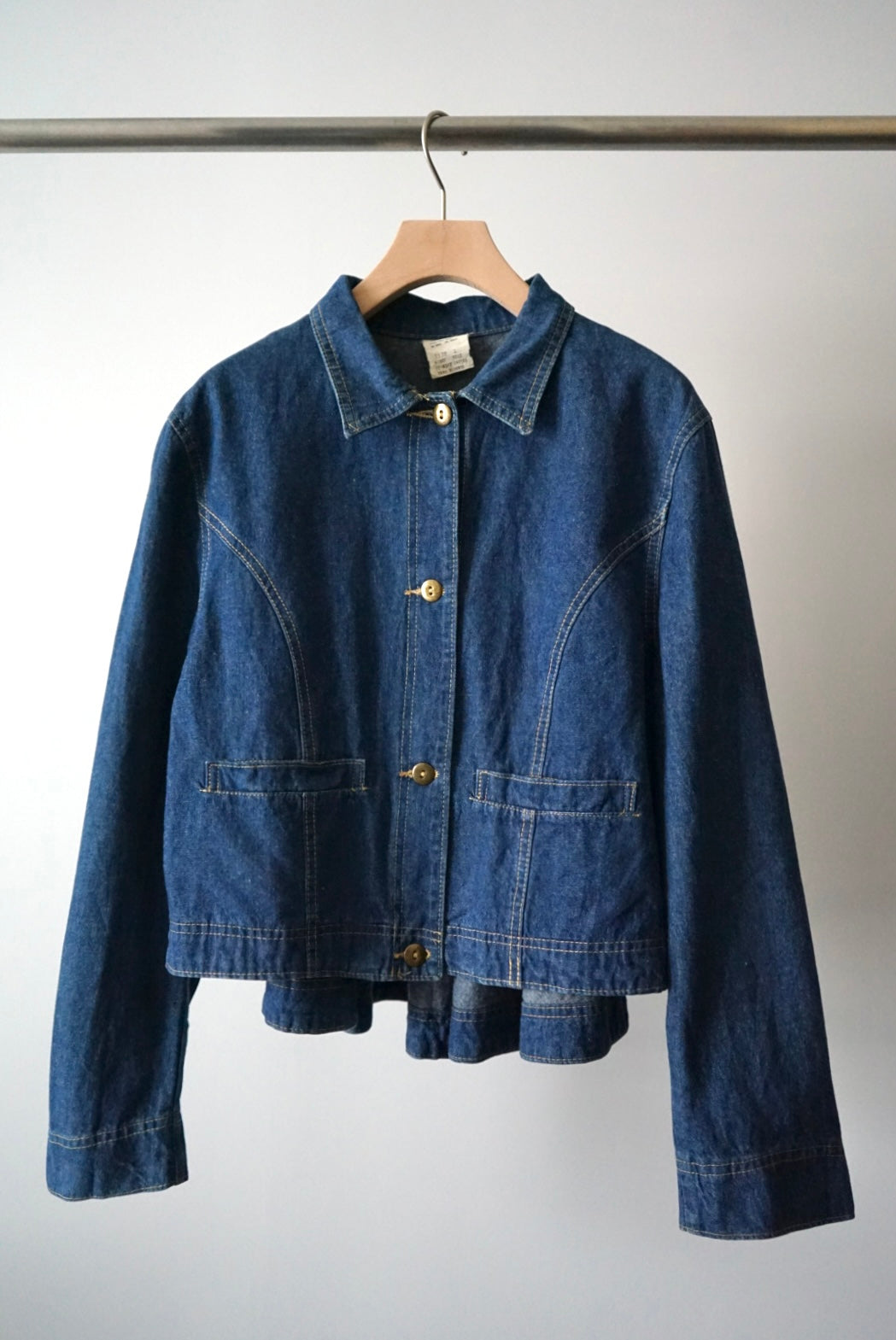 Back gathered denim jacket made in USA