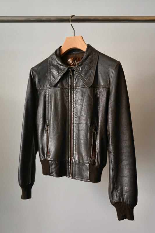 Design collar leather jacket