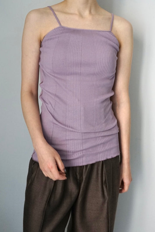 【HAKUJI】Random rib open back cami