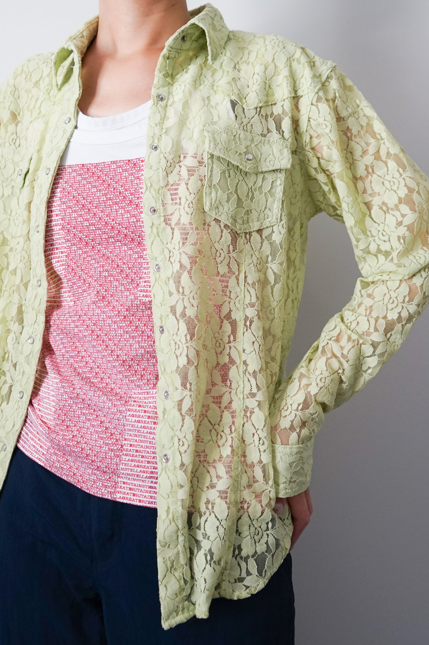 Flower lace western shirt