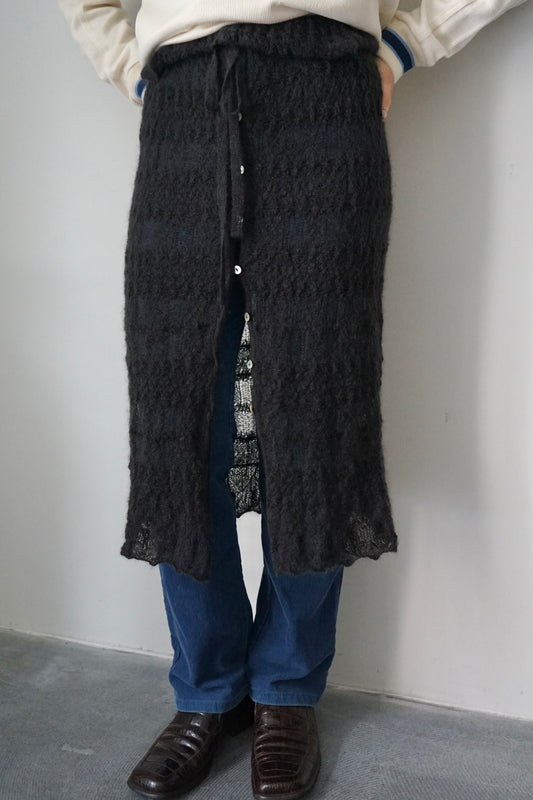 【EUCHRONIA】2way Shirring Mohair Skirt -charcoal-