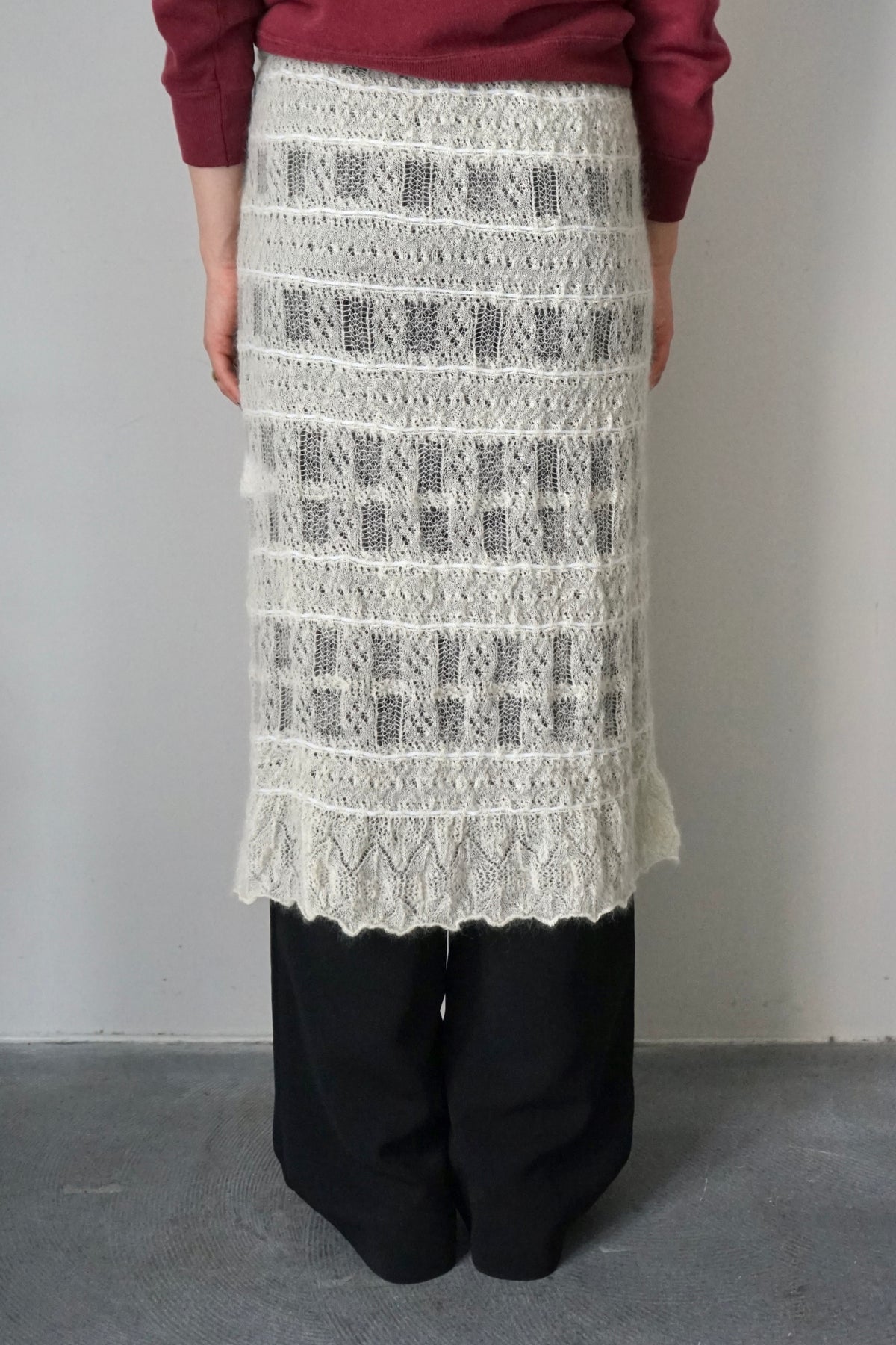 【EUCHRONIA】2way Shirring Mohair Skirt -off white-