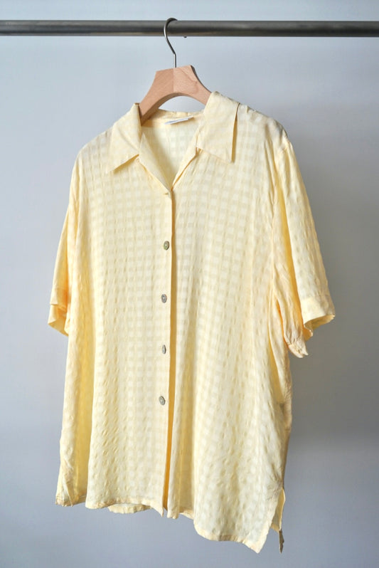 Woven check open collar shirt