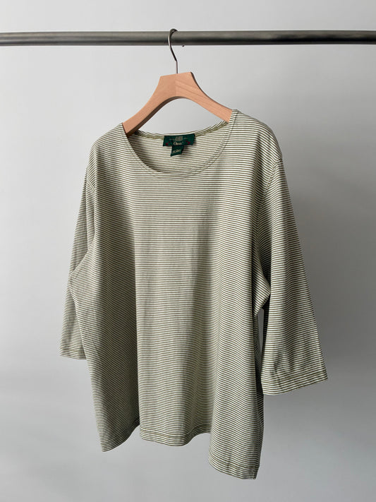 "ORVIS" cropped sleeve stripe tee