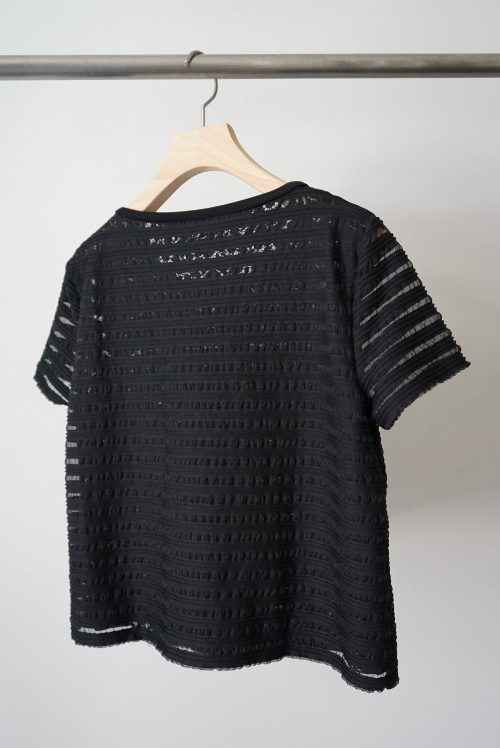 Sheer lace mix tee made in Italy