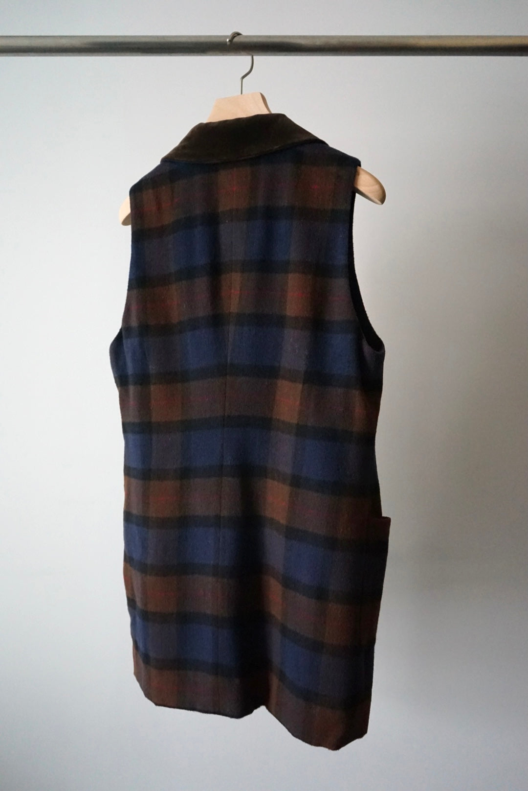 Velvet collar check vest made in Italy