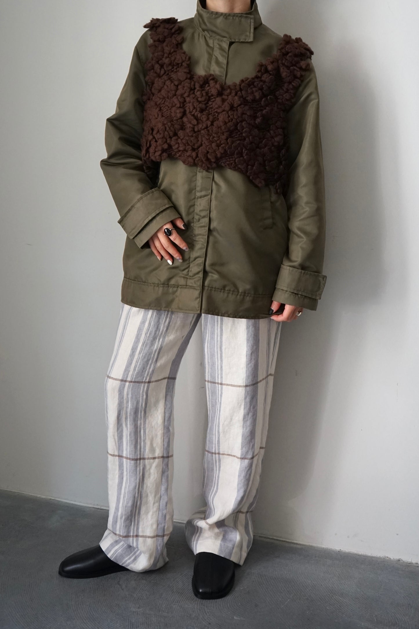 【HAKUJI】Hand-knitted vest (brown)
