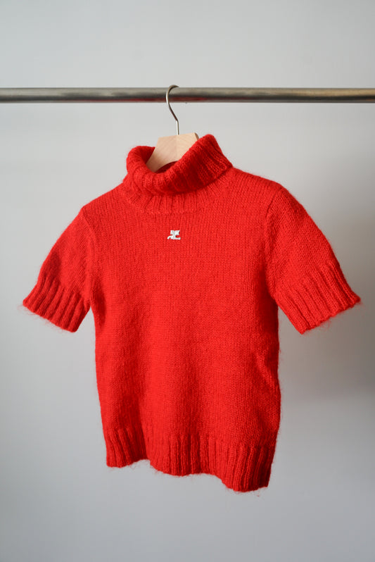 Courreges mohair mix half sleeve knit