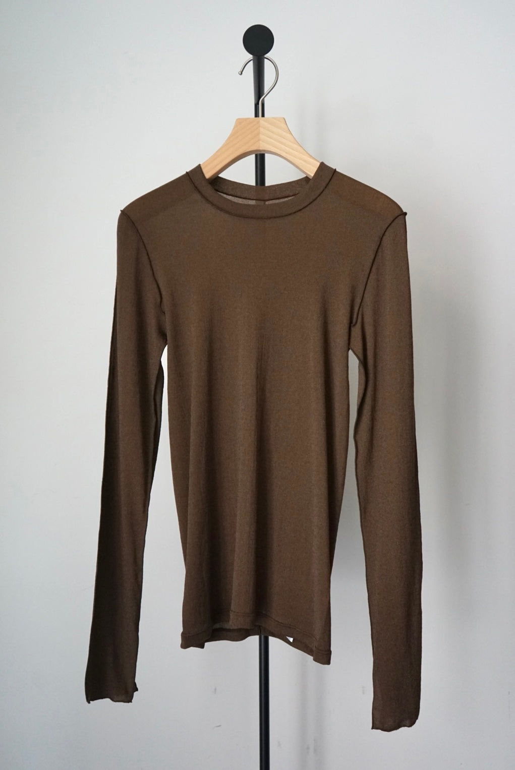 【HAKUJI】Shiny rib LS PO/Brown