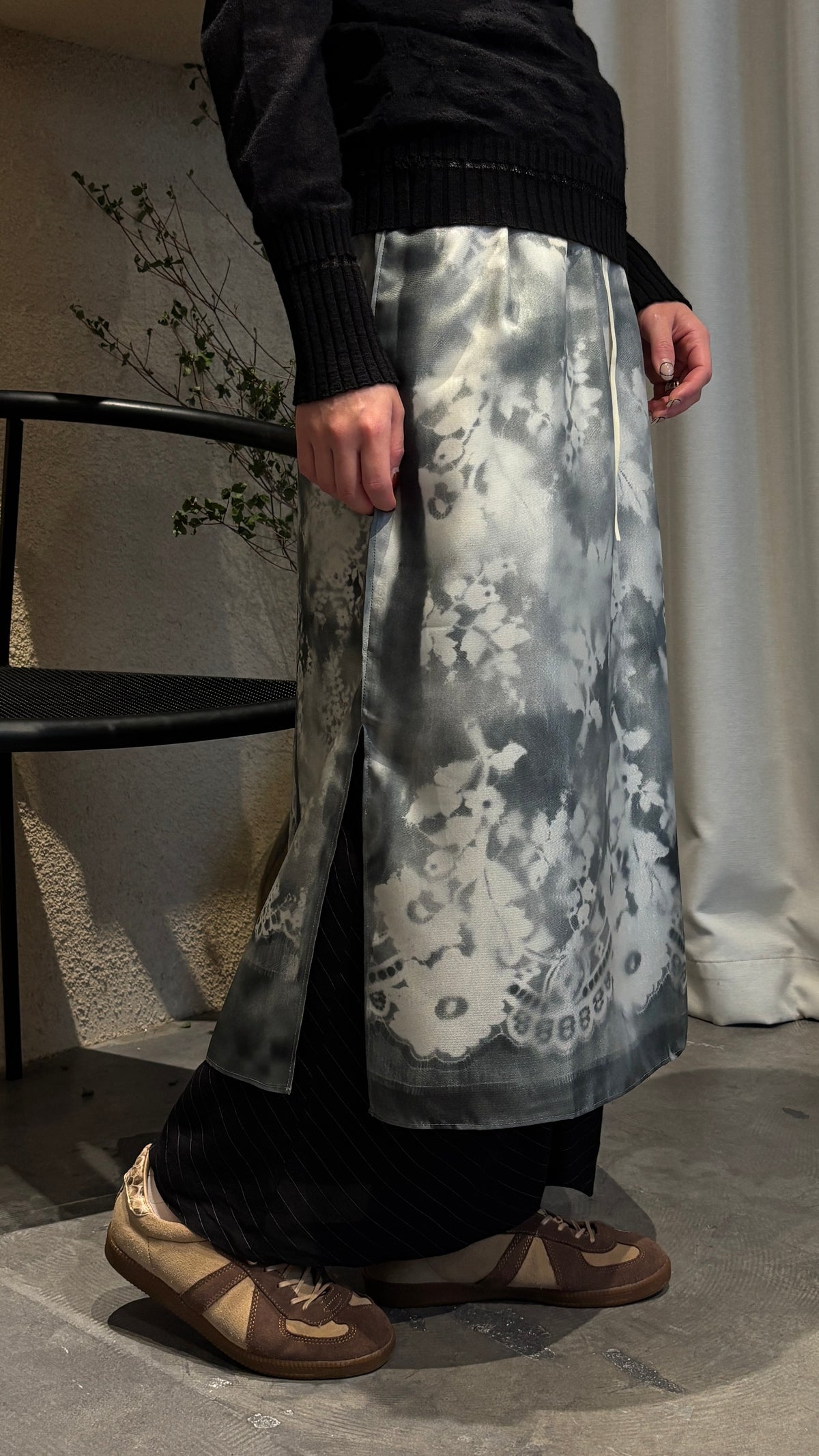 【EUCHRONIA】2way Shadow Lace Print Skirt