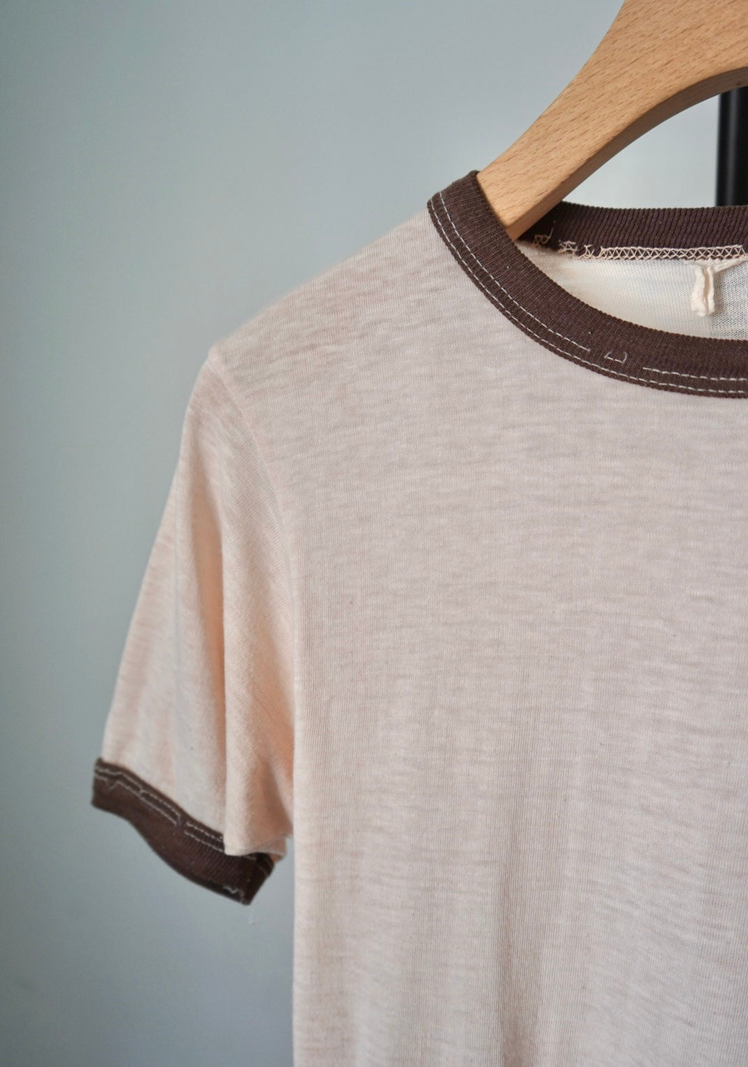 Water-based print damaged ringer tee