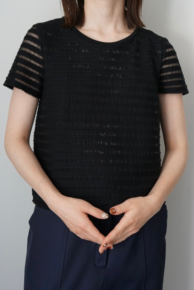 Sheer lace mix tee made in Italy