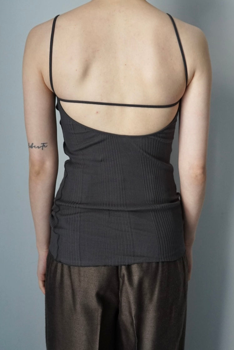 【HAKUJI】Random rib open back cami