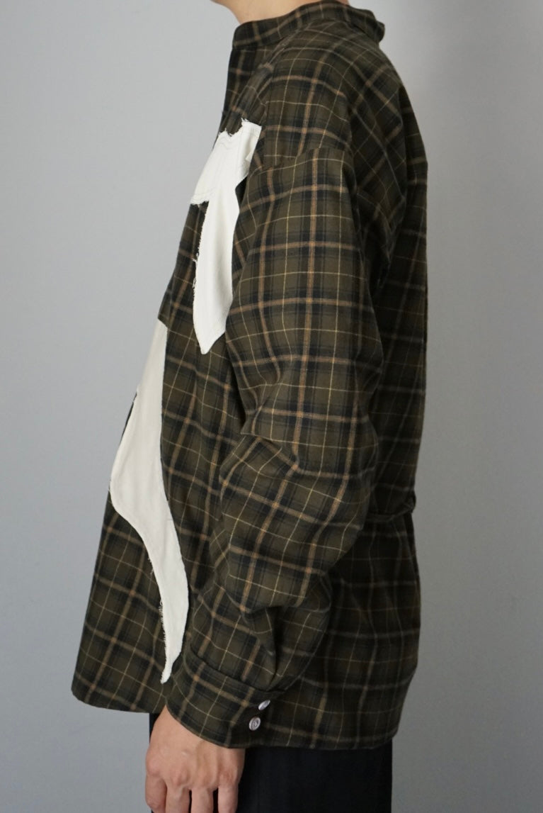 【SHOTAHIYAMA】leaf patchwork pullover shirt