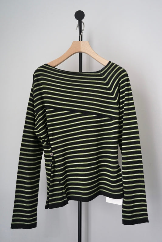 【tyn.TGOR】Sheer border long tee -chacoal-