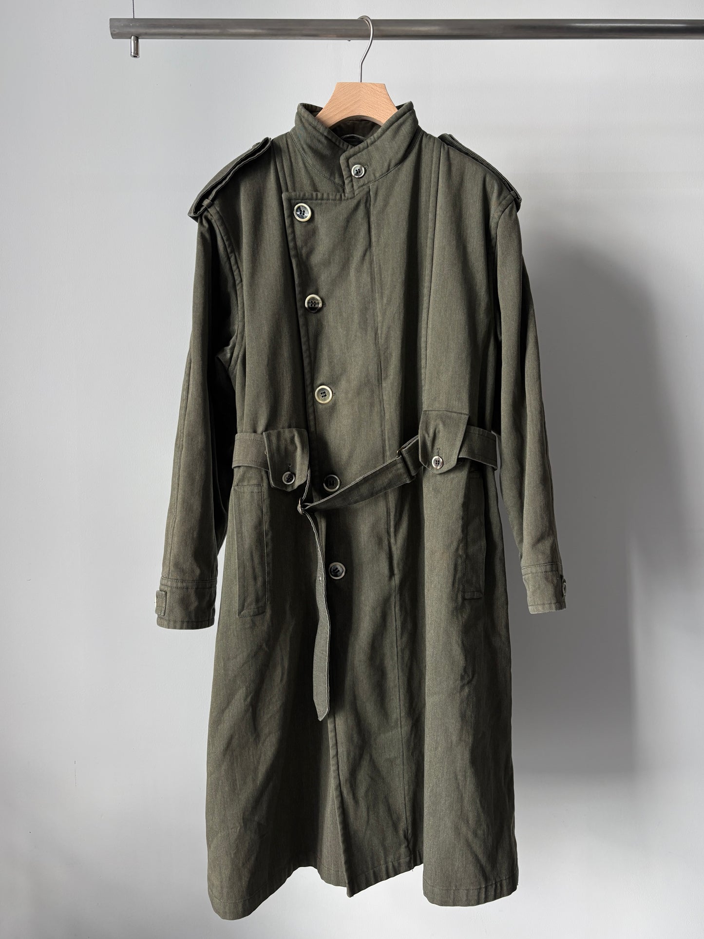 Stand collar long coat made in Italy