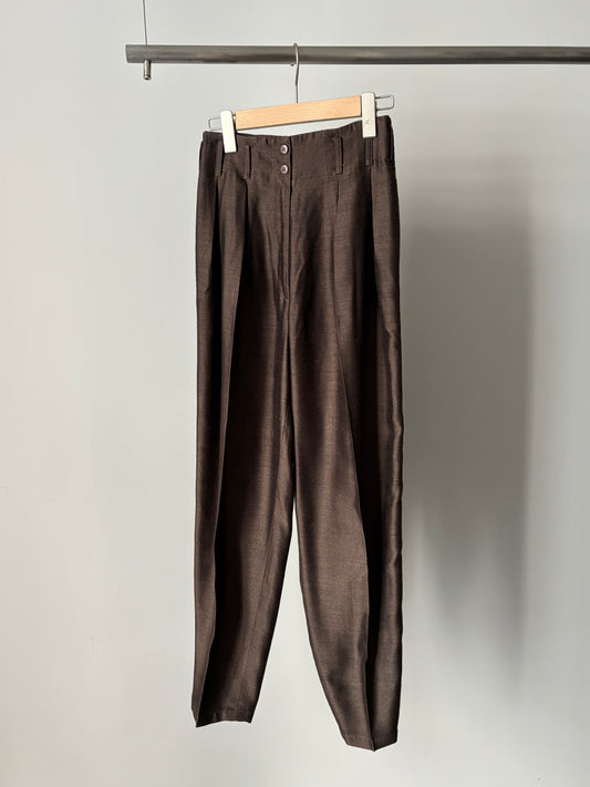 Shiny brown 2 tuck pants