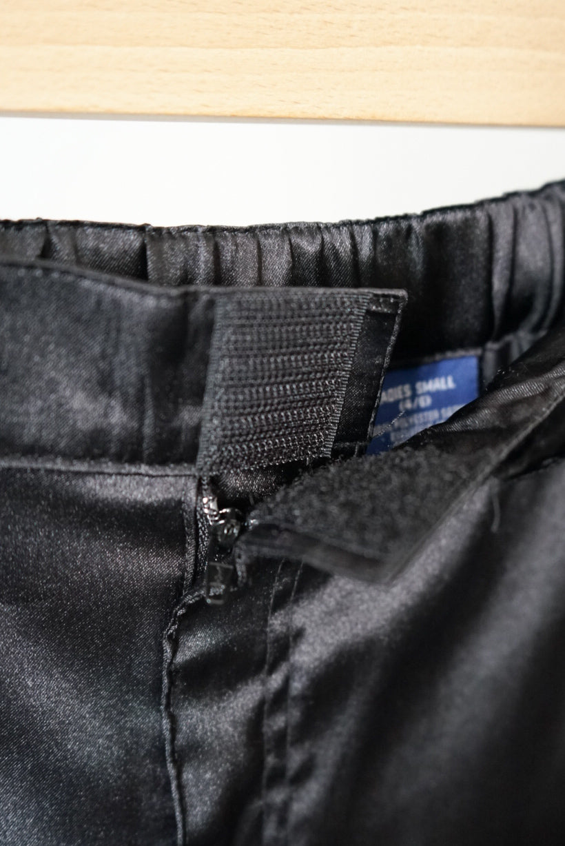 Black satin cargo pant