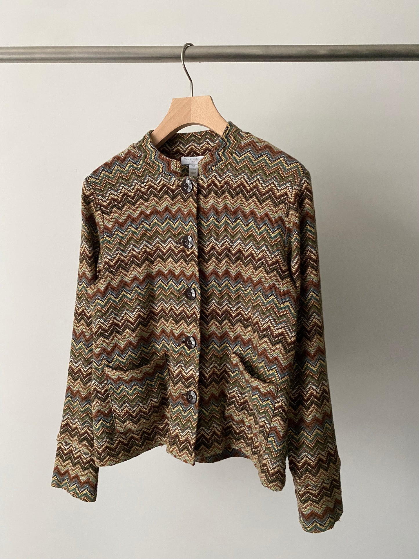 Multi color herringbone knit jacket