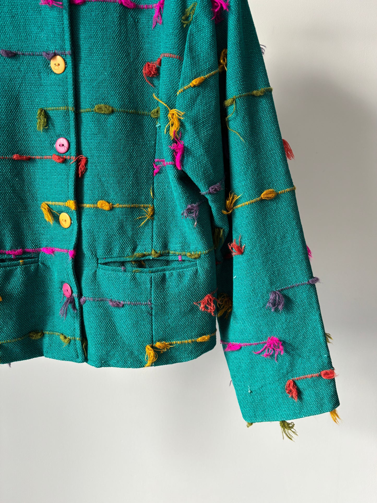 Multi color fringe jacket