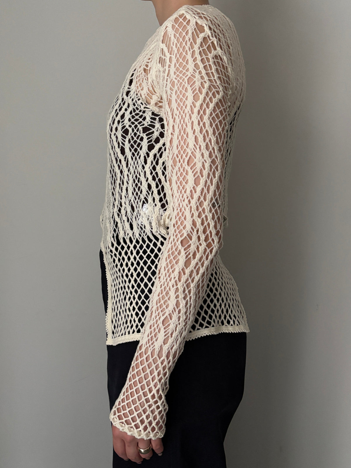 【EUCHRONIA】Stretch Lace Long Sleeve Tee -ivory-