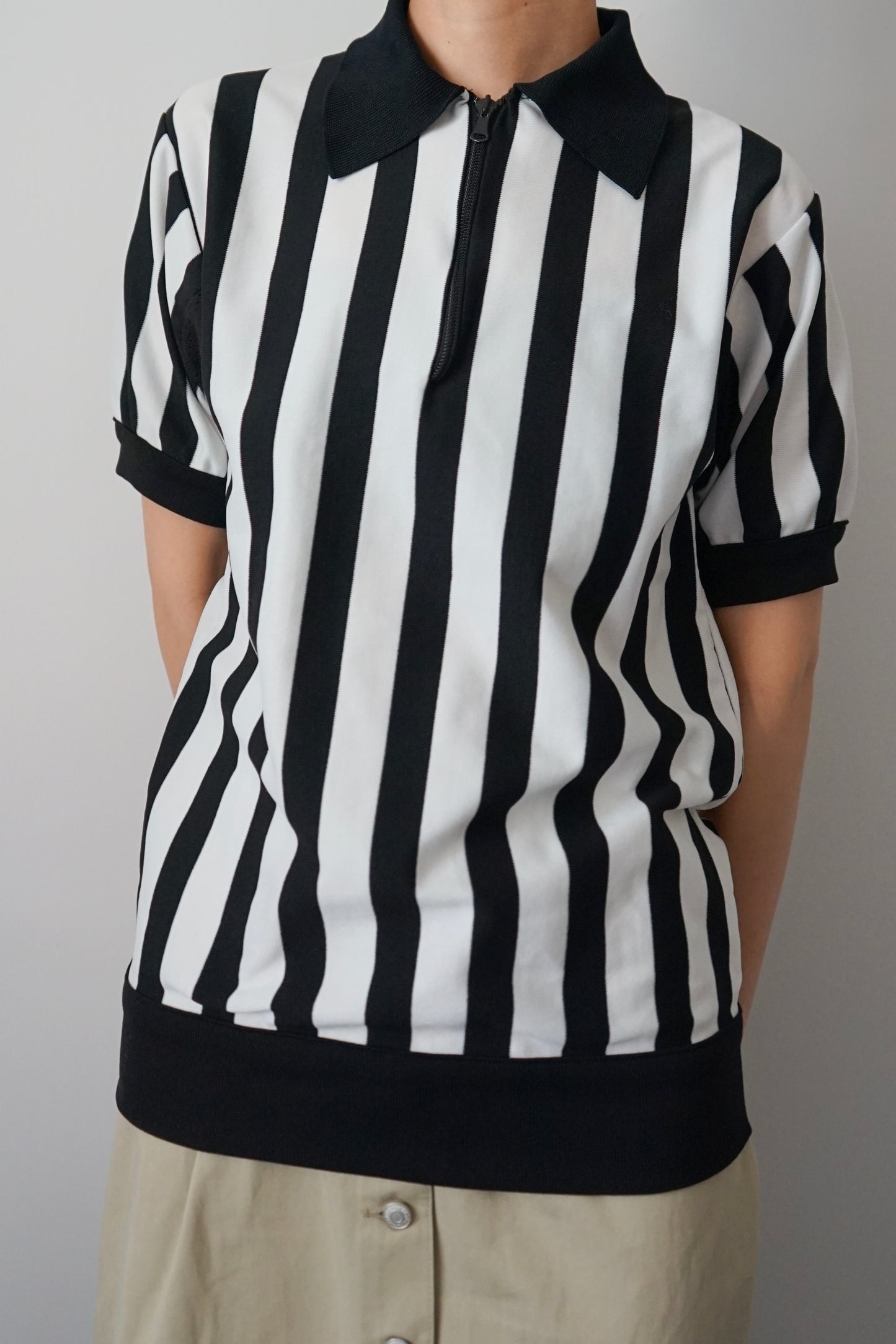 Stripe half zip game tee