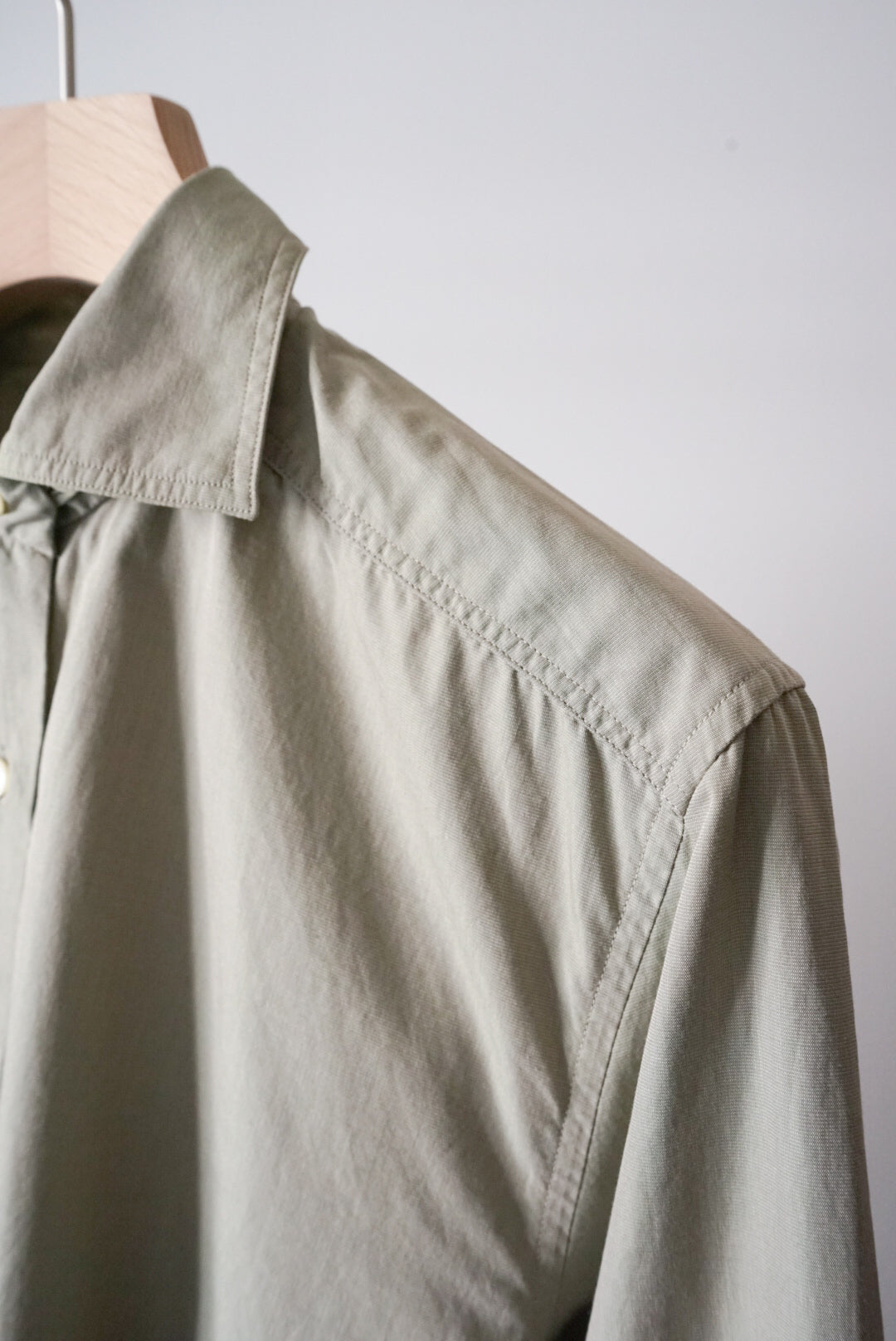 Sage green shirts made in France