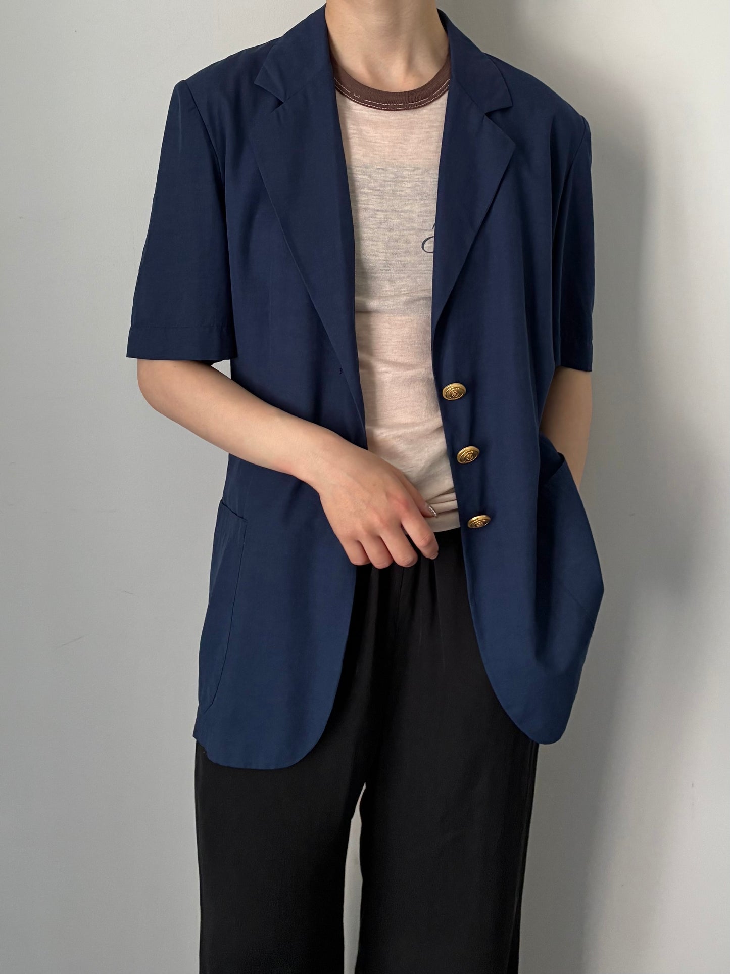 Gold buttons poly viscose jacket made in Italy