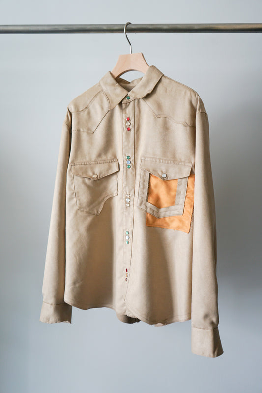 【SHOTAHIYAMA】 fake suede cutting western shirt (beige)