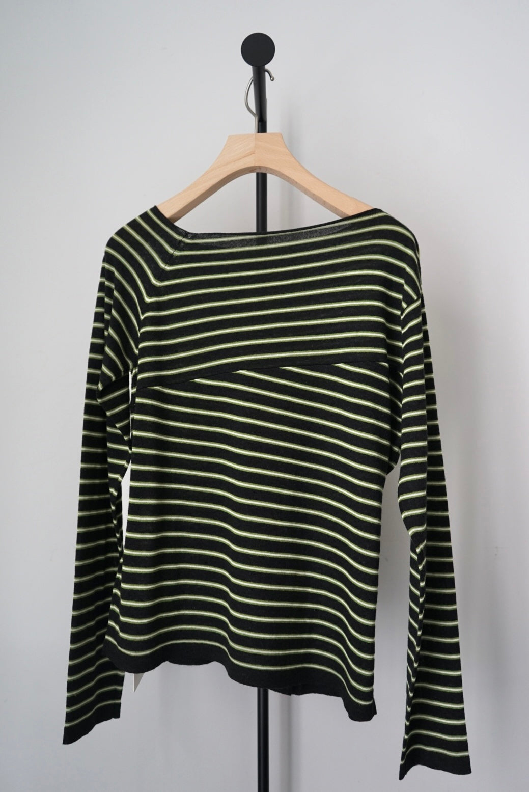 【tyn.TGOR】Sheer border long tee -chacoal-