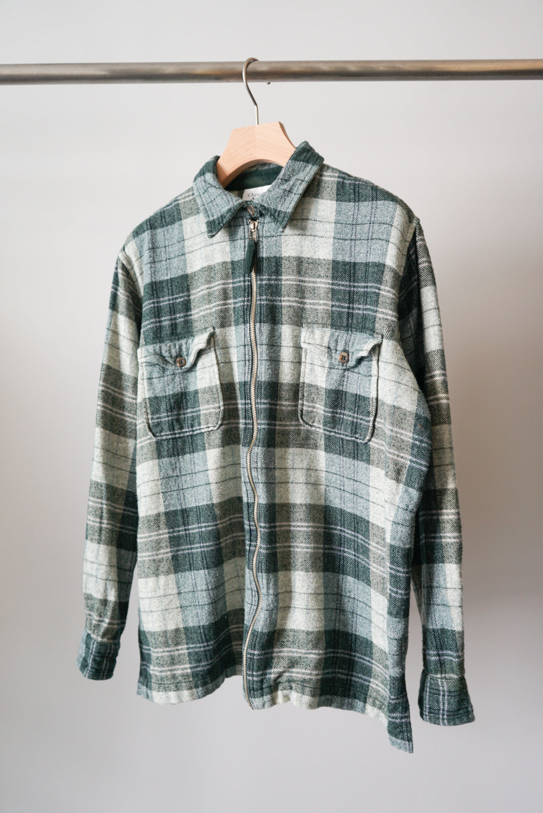 Flannel check zip up jacket