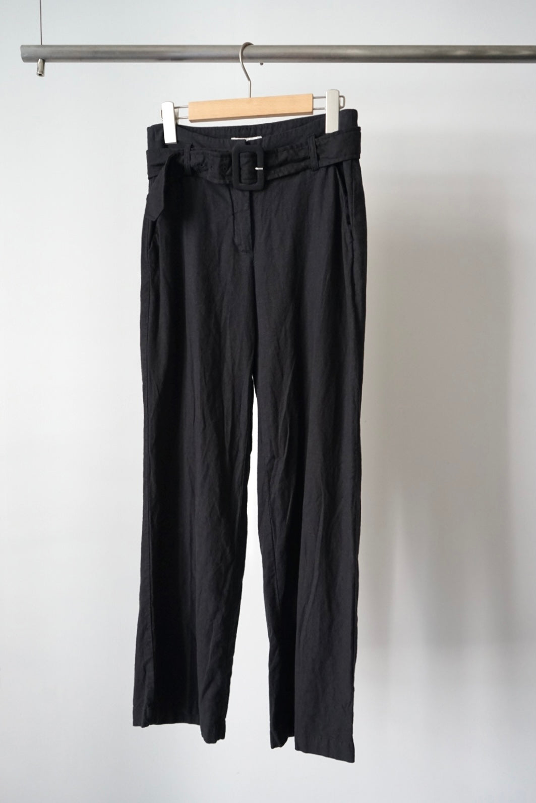 Belted linen rayon pants
