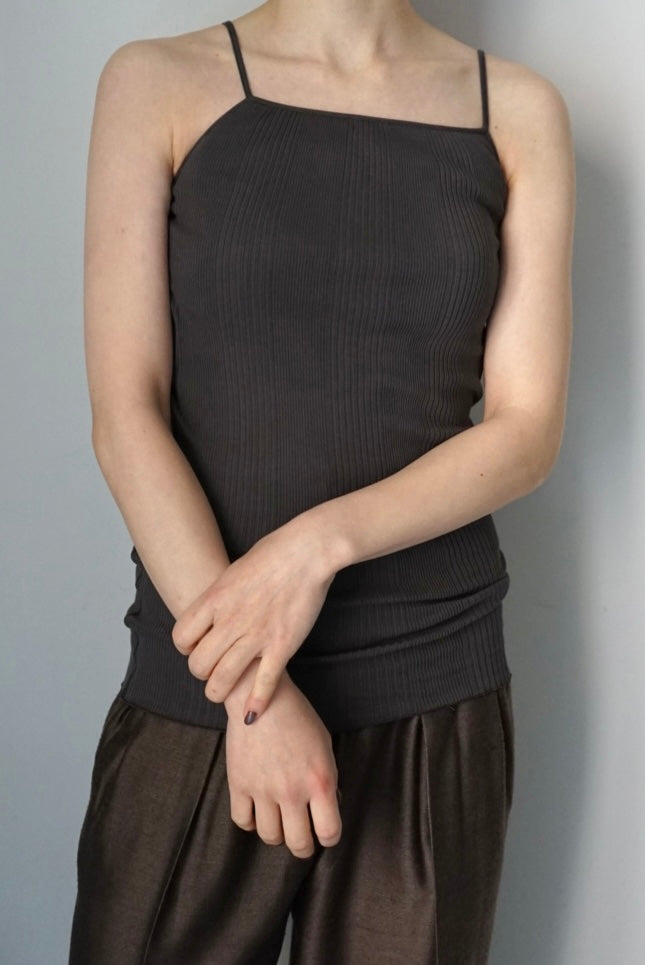 【HAKUJI】Random rib open back cami