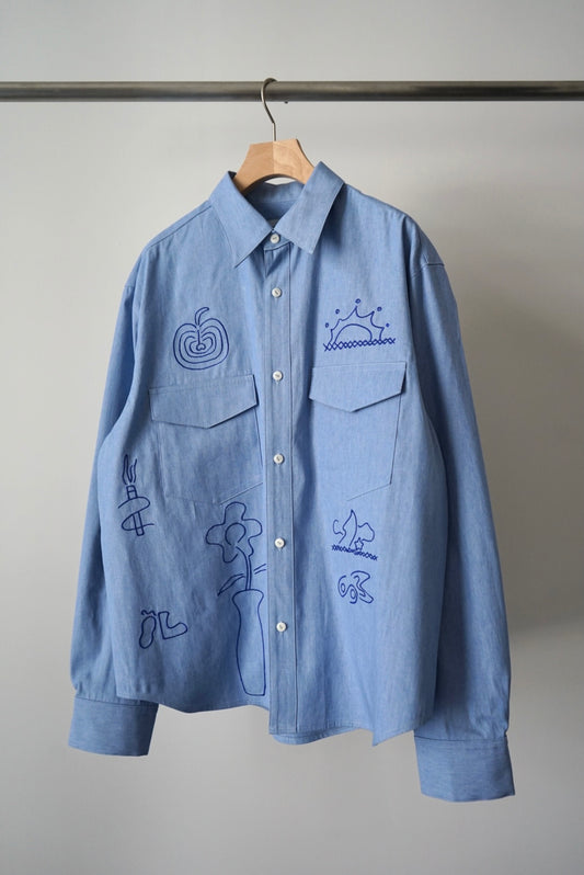 【SHOTAHIYAMA】embroidery chambray shirt