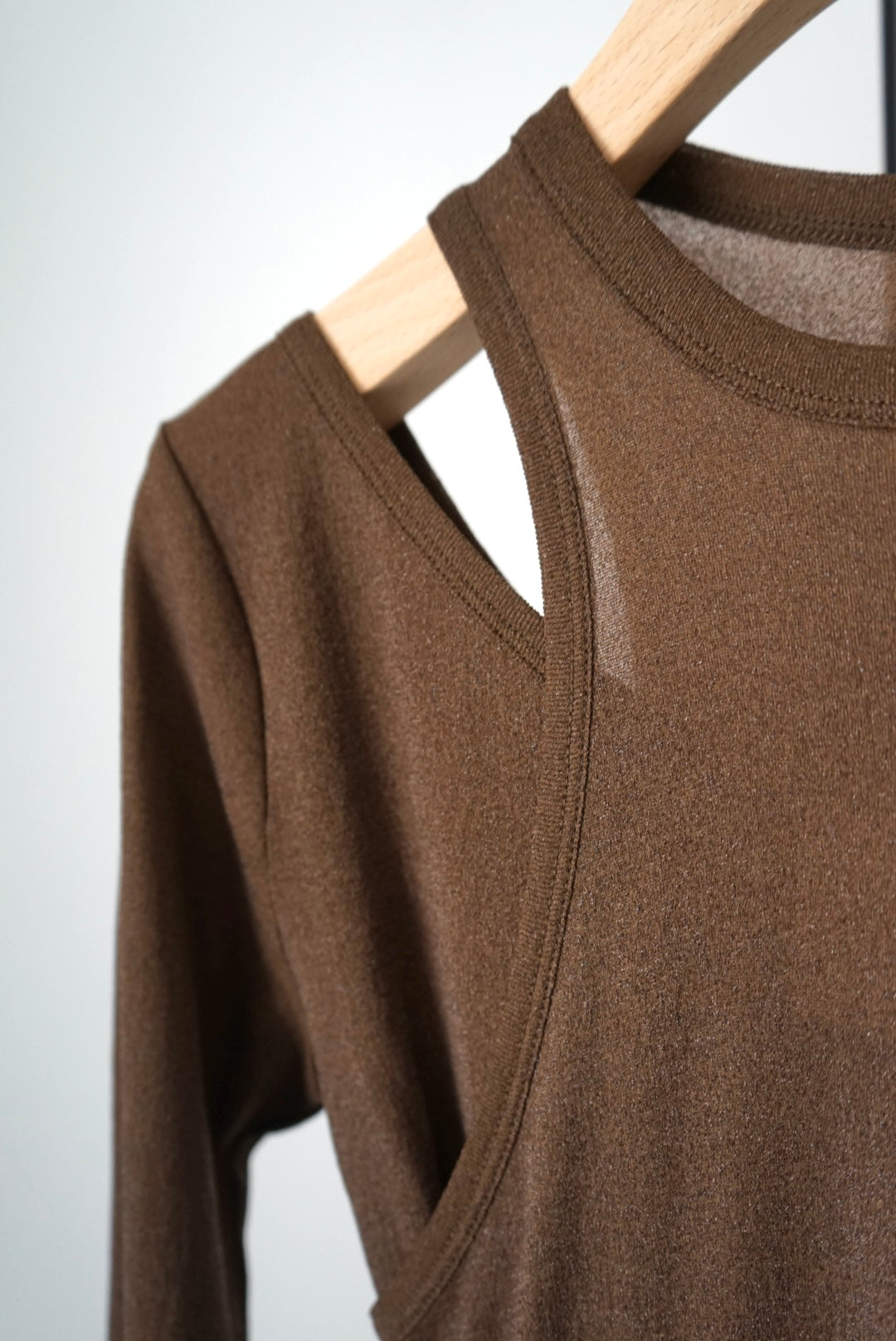 【HAKUJI】Shiny rib layerd LS PO/Brown