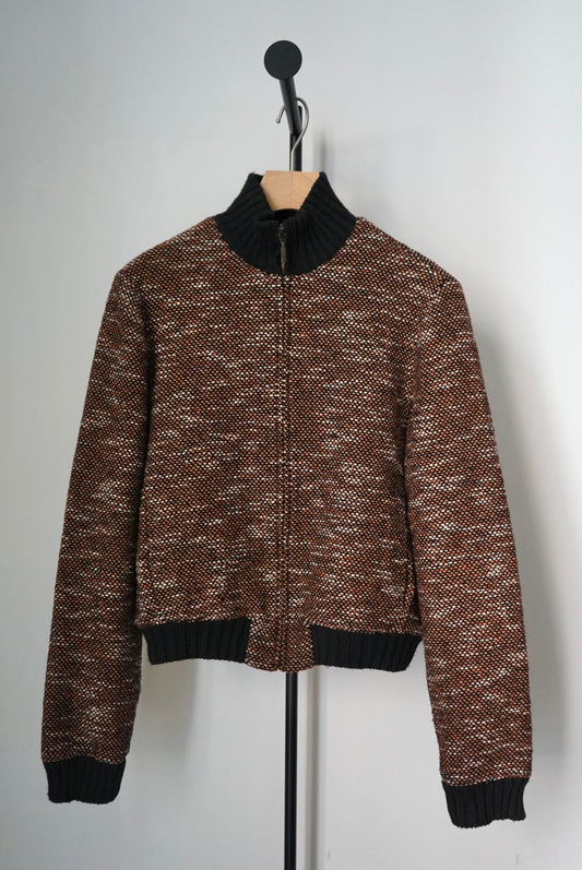 Tweed zip-up blouson made in Italy