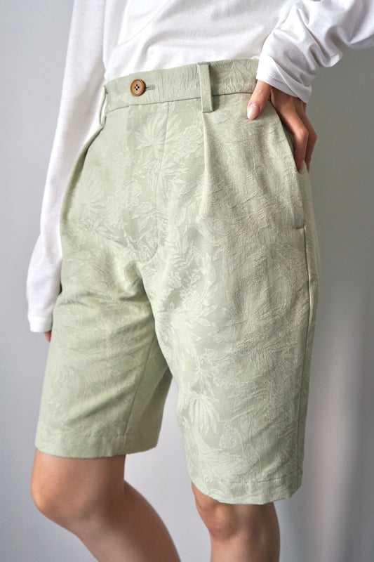 【SHOTAHIYAMA】botanical jaquard shorts light green