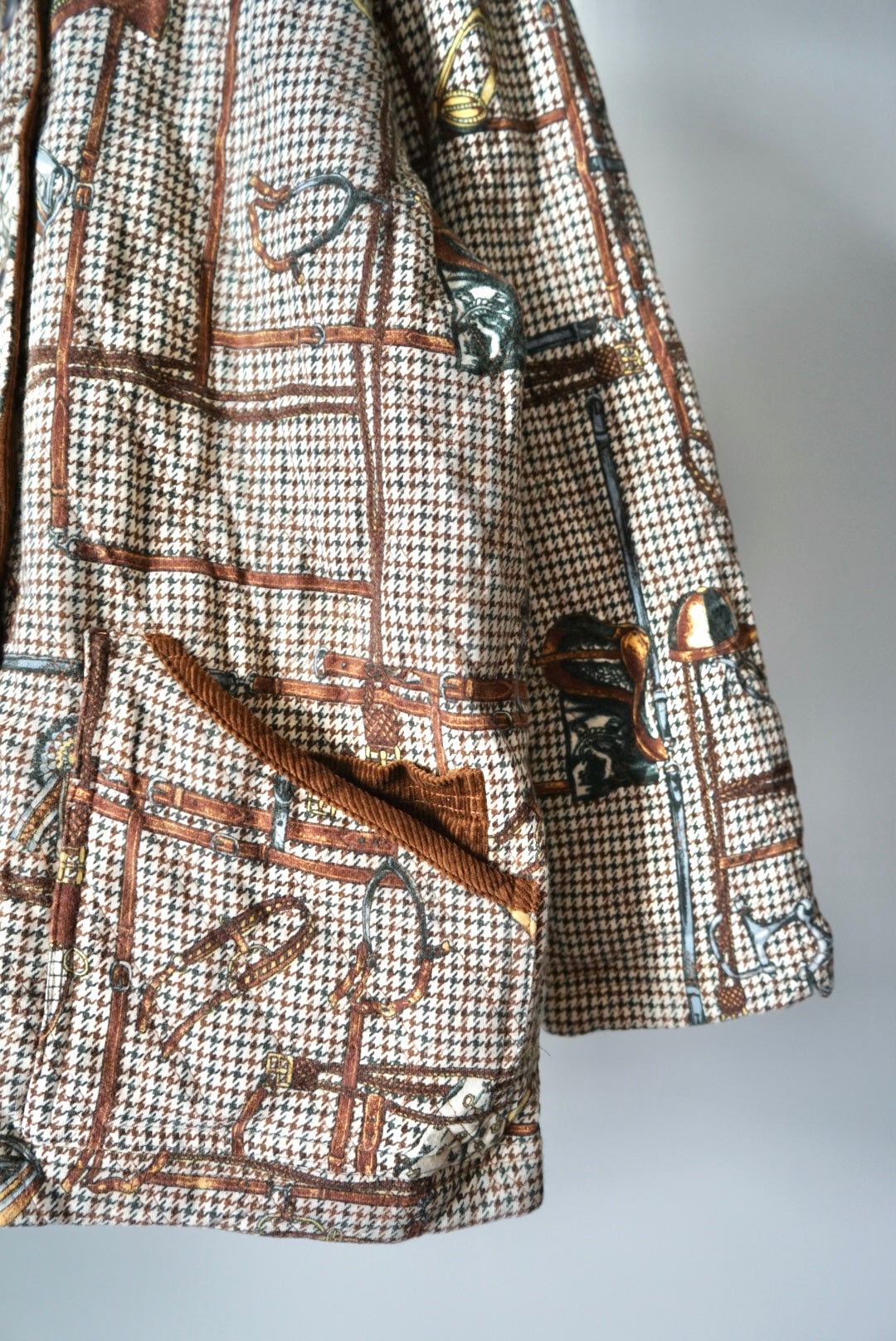 Printed quilting corduroy collar jacket