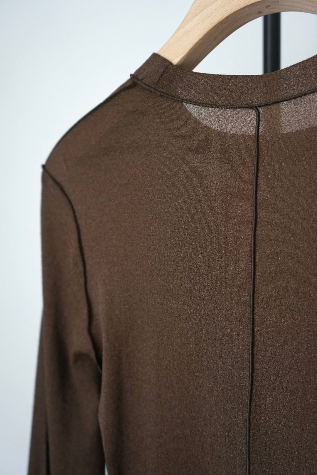 【HAKUJI】Shiny rib LS PO/Brown