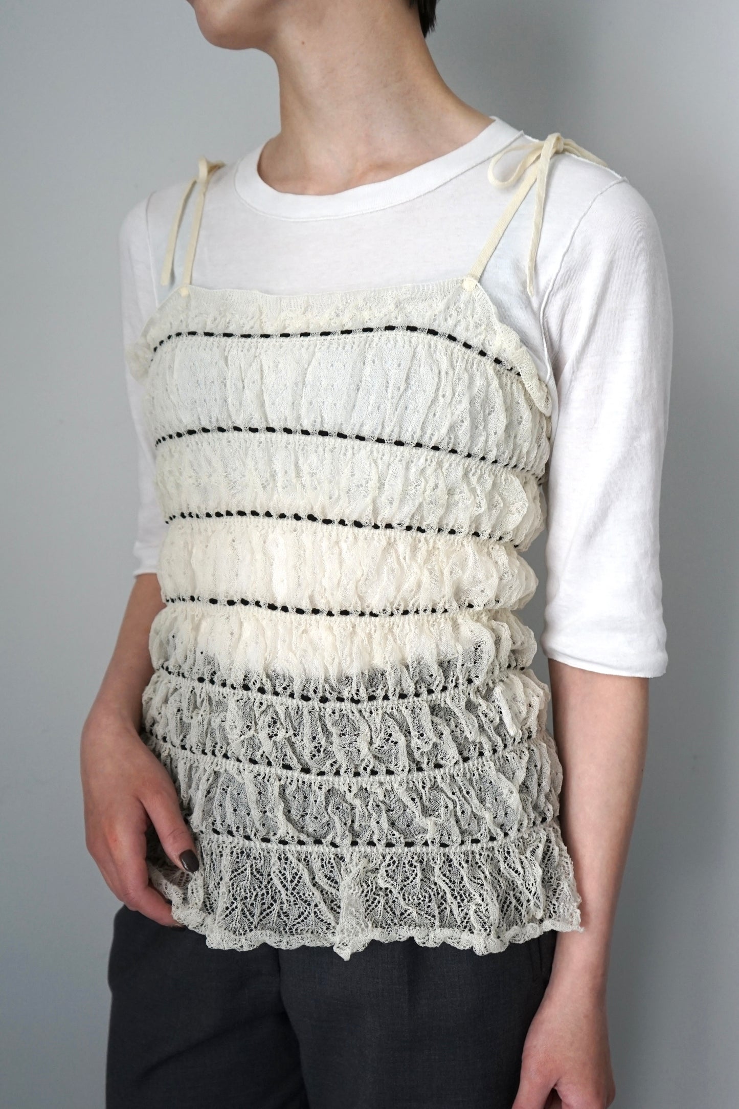 【EUCHRONIA】 Shrring Lace Camisole