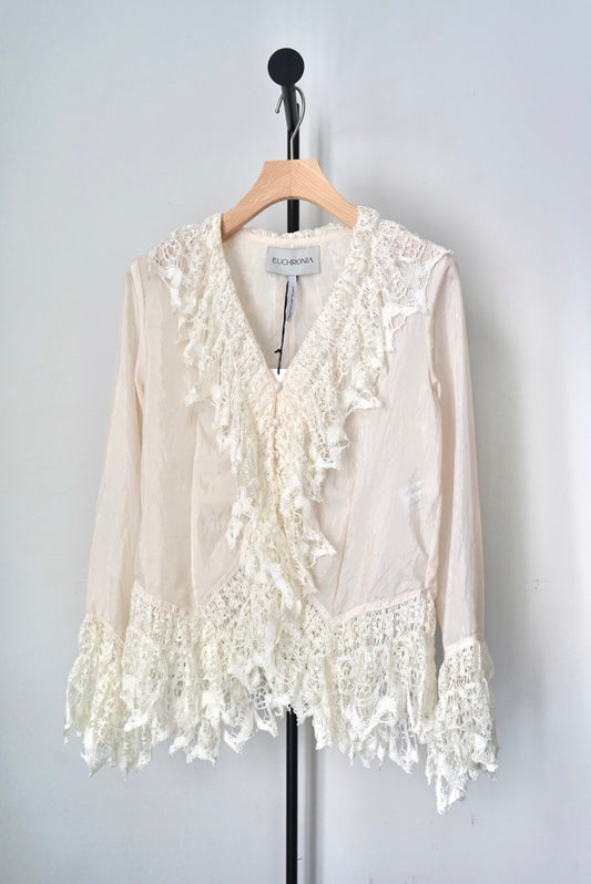 【EUCHRONIA】Original Torsion Lace Blouse -ivory-