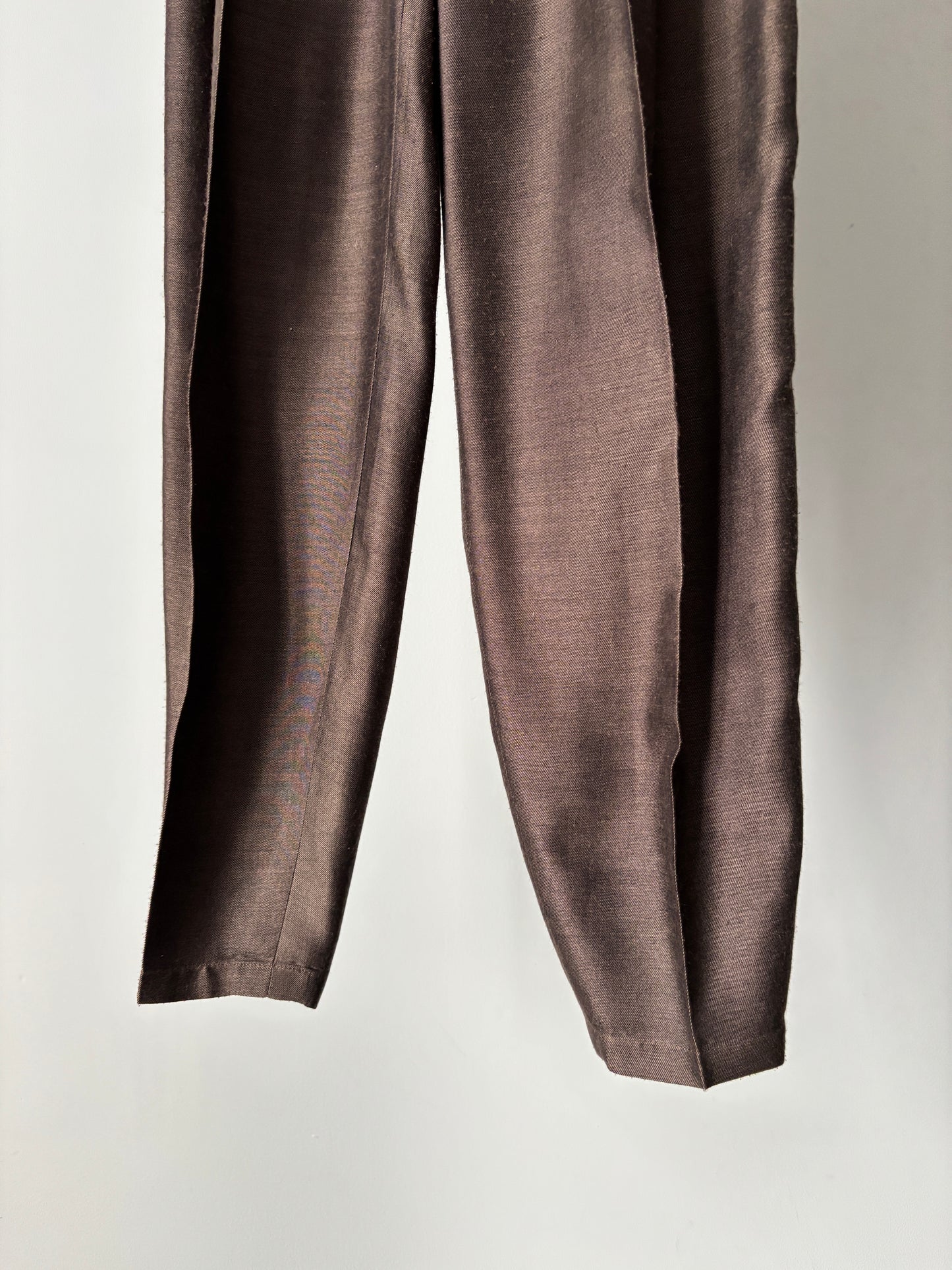 Shiny brown 2 tuck pants