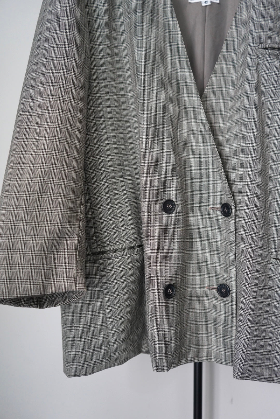Collarless check jacket made in Italy